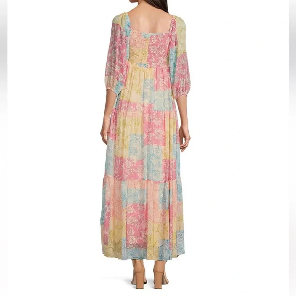 NWOT TAYLOR Floral Patchwork Print Sweetheart Neckline Maxi Dress SIZE 4 - Picture 3 of 7